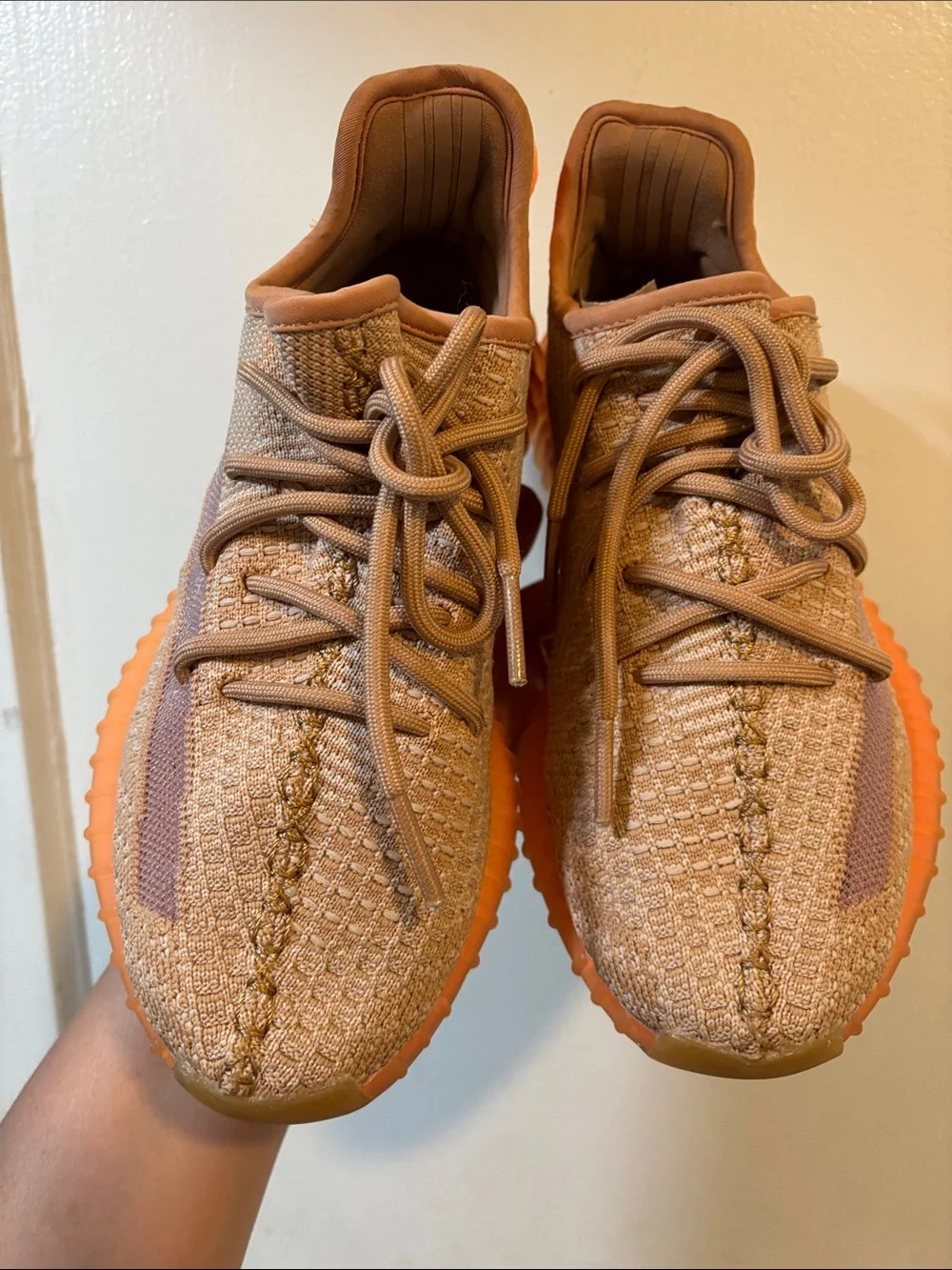 adidas Men's Knit Sneaker in Tan and Orange